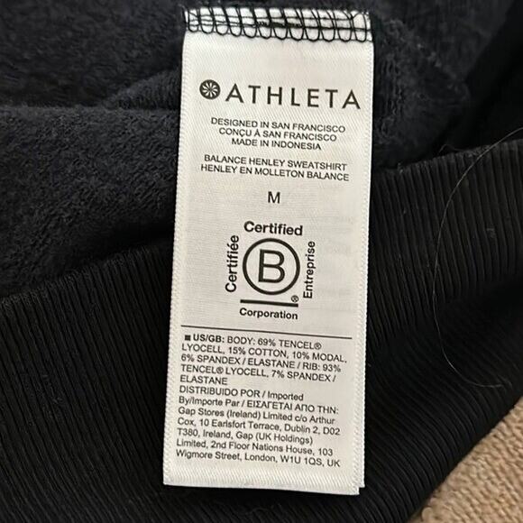 Athleta Sweatshirt Womens Medium Black Balance Henley Boxy Oversized Soft - Picture 6 of 7